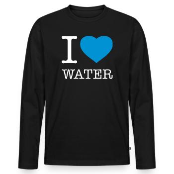 J’AIME L’EAU Wasser - T-shirt manches longues Premium bio Homme - noir - Devant - Nico (187cm)