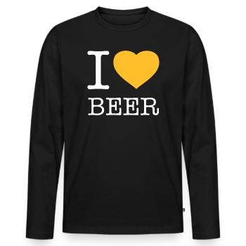 I LOVE BEER Bier - Männer Premium Bio Langarmshirt - Schwarz - Vorne - Nico (187cm)