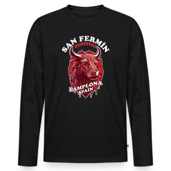 San Fermin Festival Pamplona - Feria de Pampelune - Men's Premium Organic Long Sleeve Shirt - black - Front - Nico (187cm)
