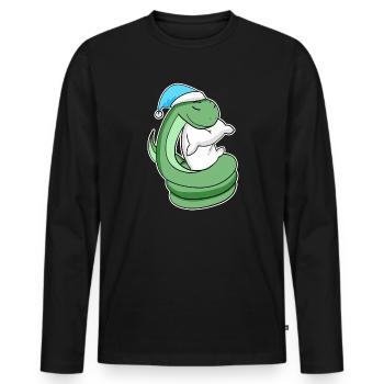Snake with pillow and sleepy cap - Men's Premium Organic Long Sleeve Shirt - black - Front - Nico (187cm)