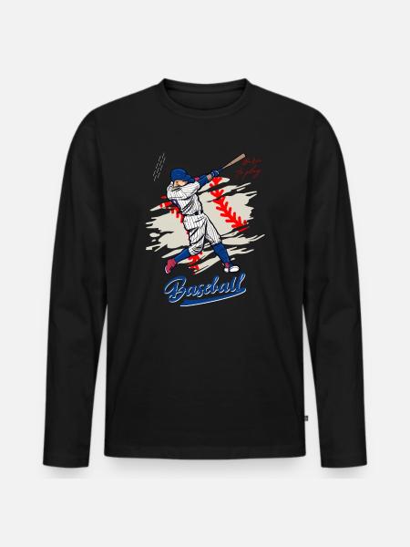 Dynamic Baseball Swing Illustration - Men's Premium Organic Long Sleeve Shirt - black