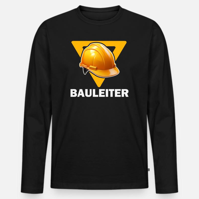 Baustellenleiter Bauhelm - Männer Premium Bio Langarmshirt - Schwarz