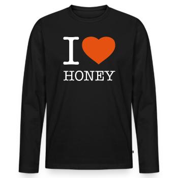 J’AIME LE MIEL - T-shirt manches longues Premium bio Homme - noir - Devant - Nico (187cm)