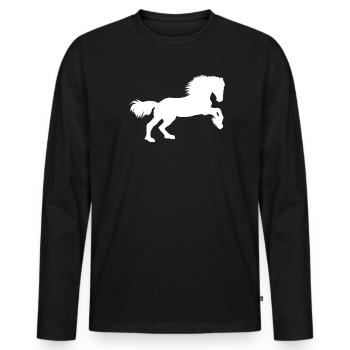 Puissance des chevaux - T-shirt manches longues Premium bio Homme - noir - Devant - Nico (187cm)
