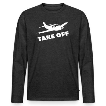 TAKE OFF - Männer Premium Bio Langarmshirt - Anthrazit meliert - Vorne - Nico (187cm)