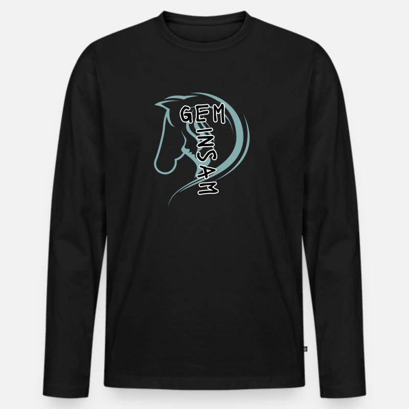 Pferdekopf mit Spruch Gemeinsam - Männer Premium Bio Langarmshirt - Schwarz