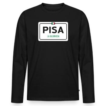 Pisa town sign - Men's Premium Organic Long Sleeve Shirt - black - Front - Nico (187cm)