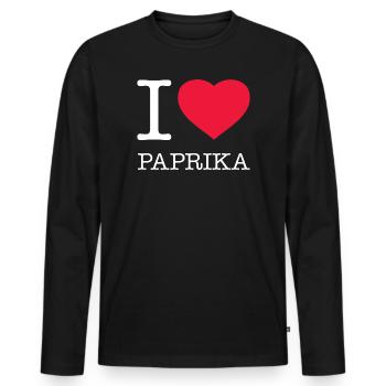 I LOVE PAPRIKA - Men's Premium Organic Long Sleeve Shirt - black - Front - Nico (187cm)