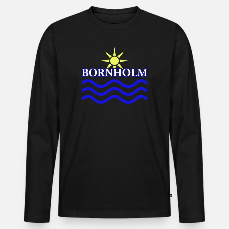 BORNHOLM-Sun Water - Männer Premium Bio Langarmshirt - Schwarz