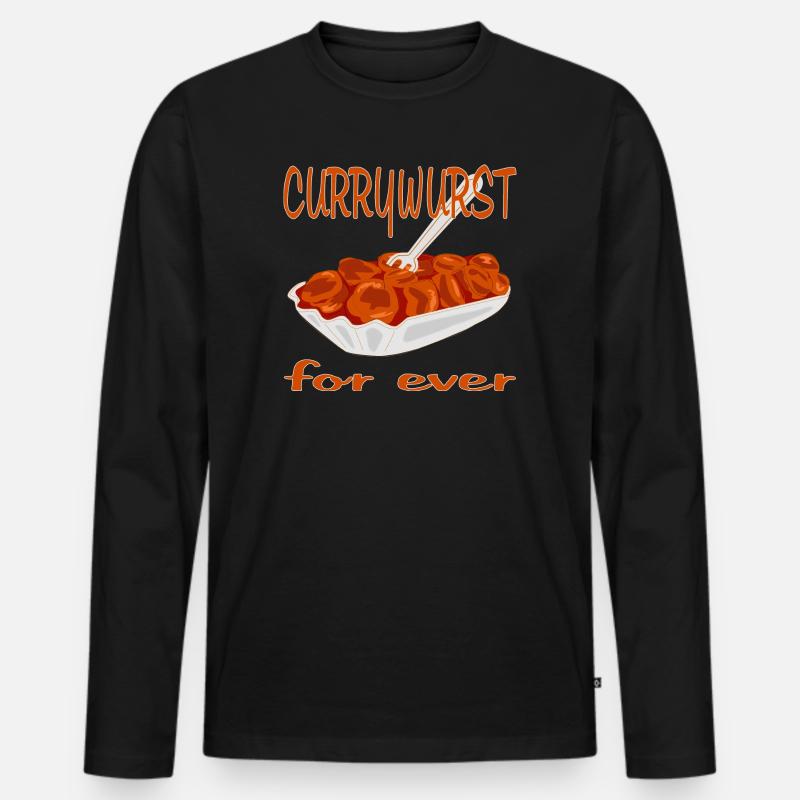 Currywurst ist Lecker - Männer Premium Bio Langarmshirt - Schwarz
