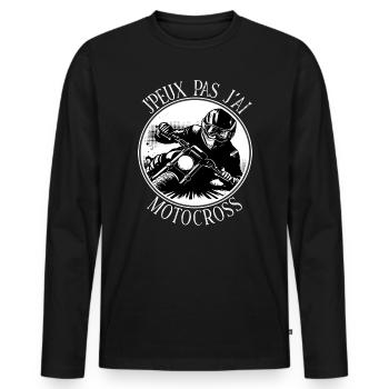 Motard intrépide en course - T-shirt manches longues Premium bio Homme - noir - Devant - Nico (187cm)