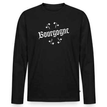 BOURGOGNE Burgundy - T-shirt manches longues Premium bio Homme - noir - Devant - Nico (187cm)