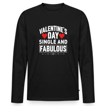 Valentine's Day Single and Fabulous - Men's Premium Organic Long Sleeve Shirt - black - Front - Nico (187cm)