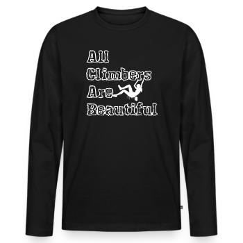 All Climbers Are Beautiful weiblich weiss - Männer Premium Bio Langarmshirt - Schwarz - Vorne - Nico (187cm)