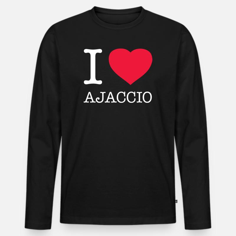 I LOVE AJACCIO - Männer Premium Bio Langarmshirt - Schwarz