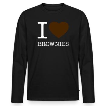 I LOVE BROWNIES - Men's Premium Organic Long Sleeve Shirt - black - Front - Nico (187cm)