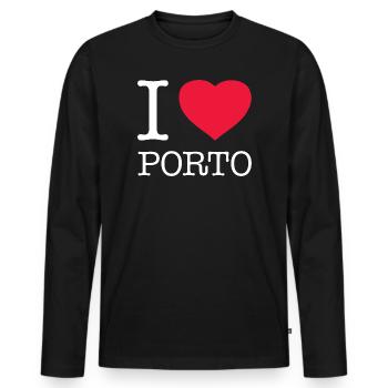 I LOVE PORTO - Men's Premium Organic Long Sleeve Shirt - black - Front - Nico (187cm)