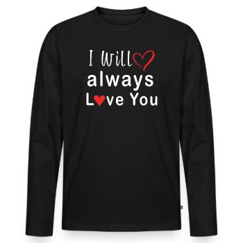 Je t’aimerai toujours Heart Design - T-shirt manches longues Premium bio Homme - noir - Devant - Nico (187cm)