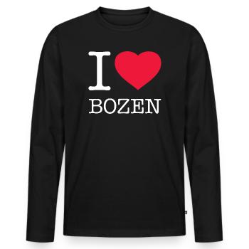 I LOVE BOZEN - Männer Premium Bio Langarmshirt - Schwarz - Vorne - Nico (187cm)