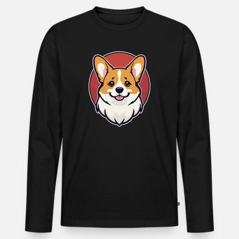 Corgi - Männer Premium Bio Langarmshirt - Schwarz