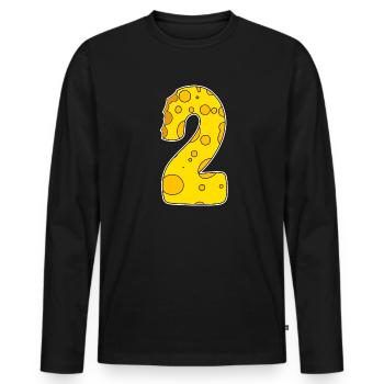 Number 2 - Two - Second - Men's Premium Organic Long Sleeve Shirt - black - Front - Nico (187cm)