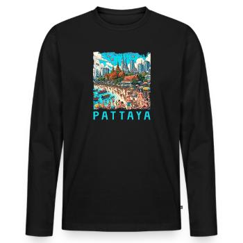 Pattaya Thailand Strand Design - Männer Premium Bio Langarmshirt - Schwarz - Vorne - Nico (187cm)