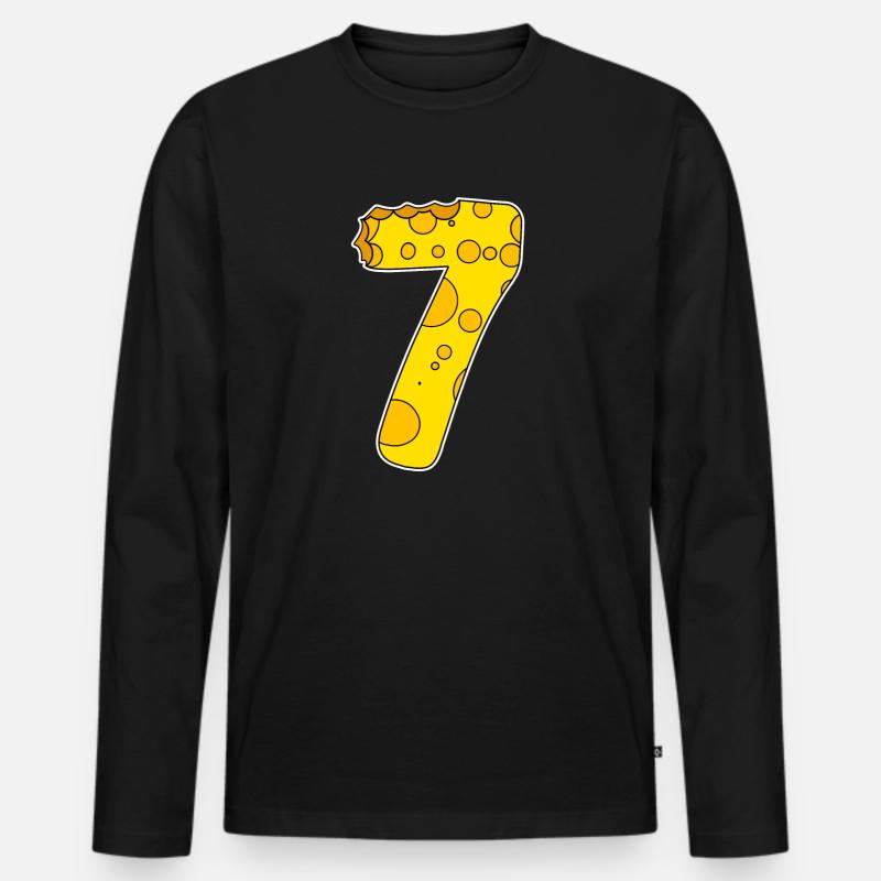 Zahl 7 - Männer Premium Bio Langarmshirt - Schwarz
