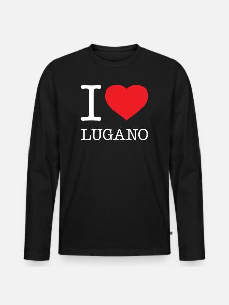 J’AIME LUGANO - T-shirt manches longues Premium bio Homme - noir