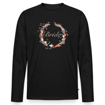 Couronne de mariée dans des tons délicats avec lettrage - T-shirt manches longues Premium bio Homme - noir - Devant - Nico (187cm)