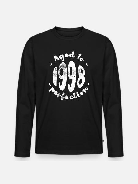Gealtert bis 1998 Perfektion - Männer Premium Bio Langarmshirt - Schwarz
