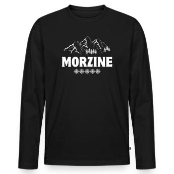 Skigebiet, Skifahren, Morzine - Männer Premium Bio Langarmshirt - Schwarz - Vorne - Nico (187cm)