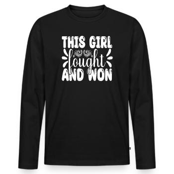 Autonomisation de la fille citation typographie conception - T-shirt manches longues Premium bio Homme - noir - Devant - Nico (187cm)