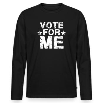 VOTE For Me Weiß - Männer Premium Bio Langarmshirt - Schwarz - Vorne - Nico (187cm)