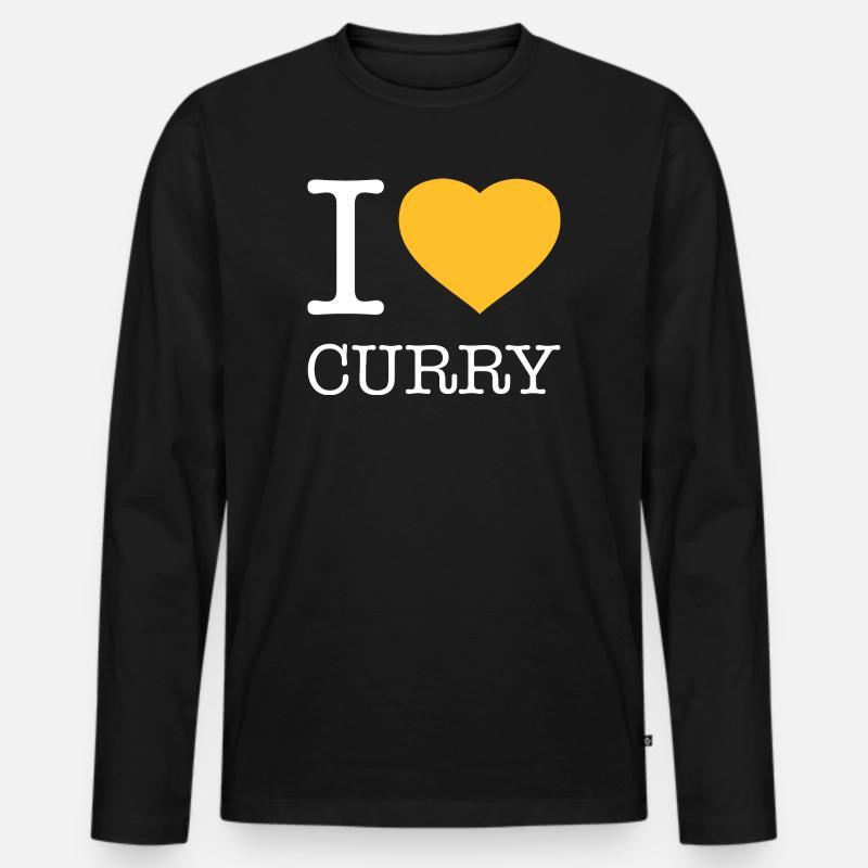 I LOVE CURRY - Männer Premium Bio Langarmshirt - Schwarz