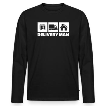 Lieferant Spruch Job Arbeiter Karriere Workaholic - Männer Premium Bio Langarmshirt - Schwarz - Vorne - Nico (187cm)