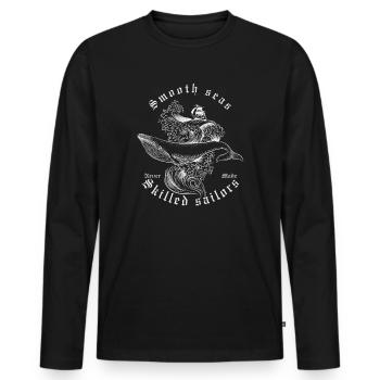 Glatte See Erfahrener Segler Segeln Nautisches Zitat - Männer Premium Bio Langarmshirt - Schwarz - Vorne - Nico (187cm)