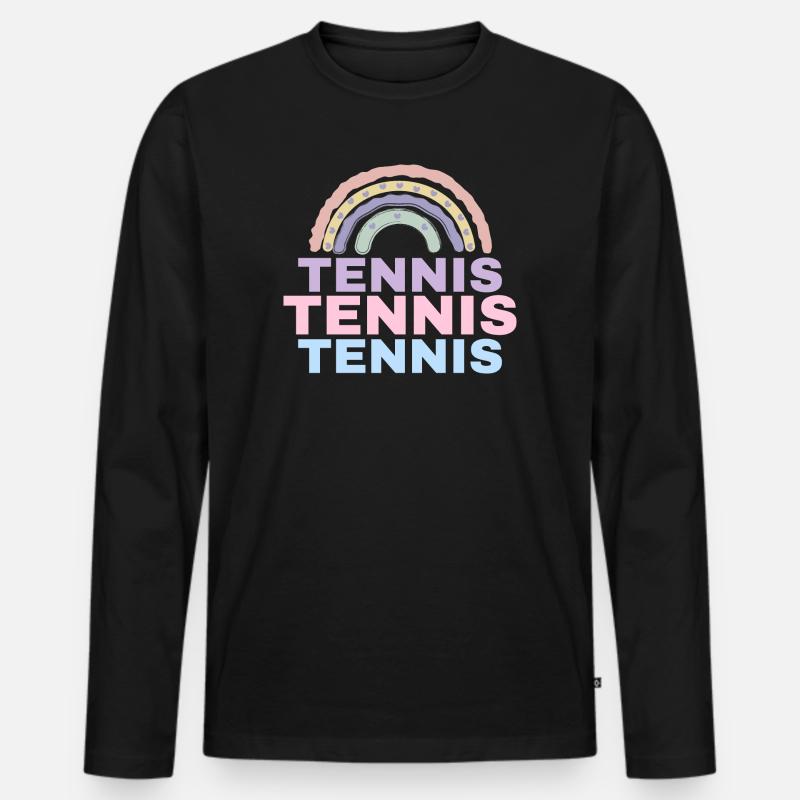 Tennis Regenbogen - Männer Premium Bio Langarmshirt - Schwarz