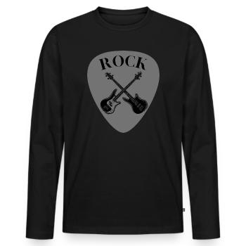 Rock Guitar Guitar Guitar Guitar Guitar Guitar Cross Shirt - Men's Premium Organic Long Sleeve Shirt - black - Front - Nico (187cm)