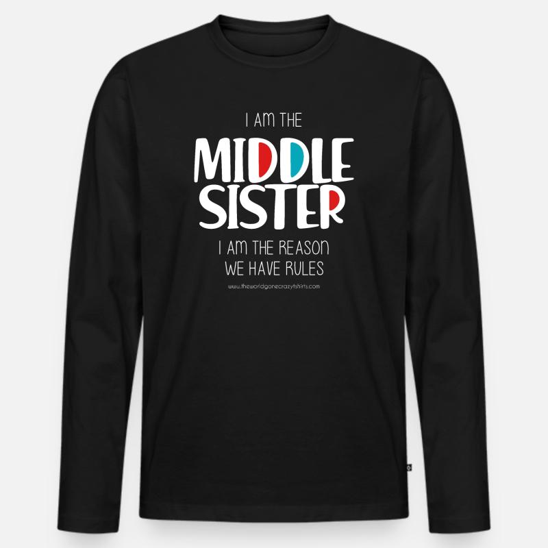 Mittlere Schwester - Männer Premium Bio Langarmshirt - Schwarz