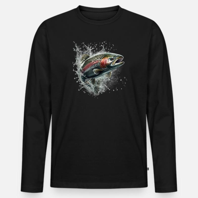 Forelle - Männer Premium Bio Langarmshirt - Schwarz