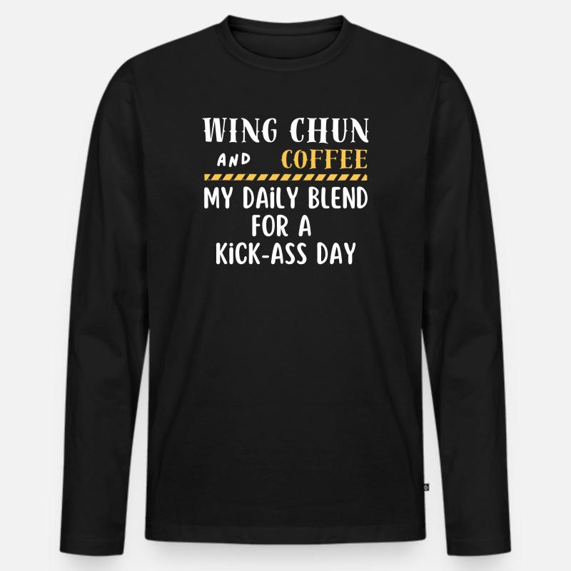 Wing Chun und Kaffee - Männer Premium Bio Langarmshirt - Schwarz