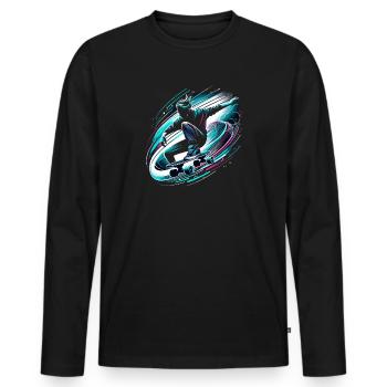 Longboarder auf Skateboard oder Longboard - Männer Premium Bio Langarmshirt - Schwarz - Vorne - Nico (187cm)