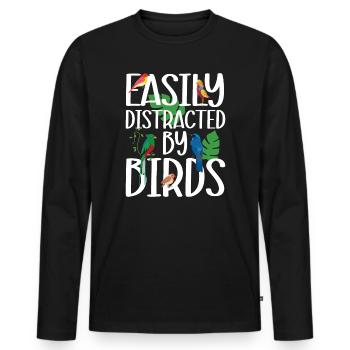Easily Distracted by Birds - Men's Premium Organic Long Sleeve Shirt - black - Front - Nico (187cm)