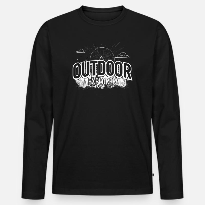 Outdoor Explorer Emblem - Männer Premium Bio Langarmshirt - Schwarz