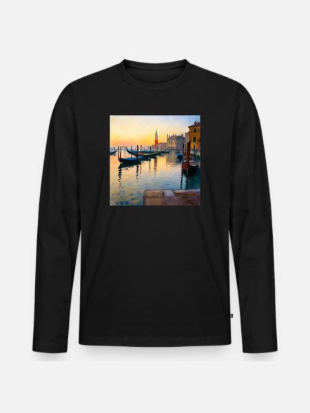 Venedig - Männer Premium Bio Langarmshirt - Schwarz