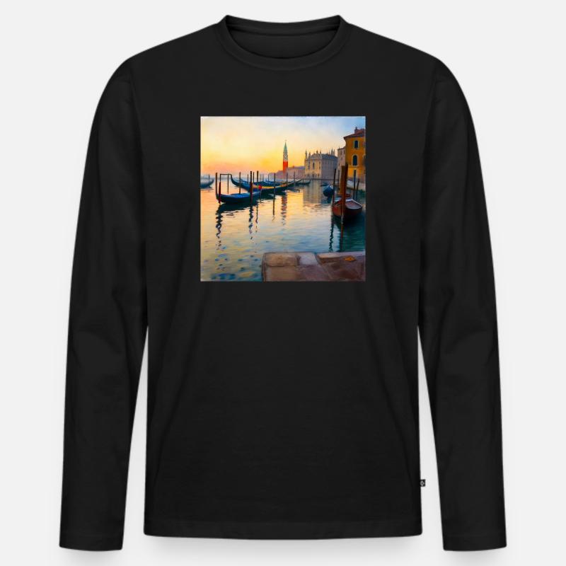 Venedig - Männer Premium Bio Langarmshirt - Schwarz