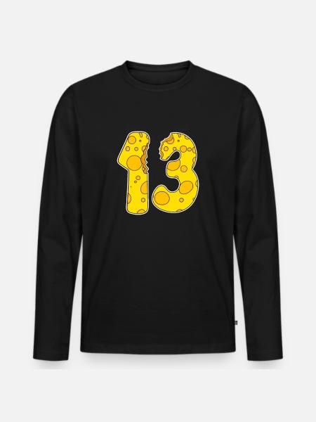 13 Year Old Funny Cheese - Men's Premium Organic Long Sleeve Shirt - black