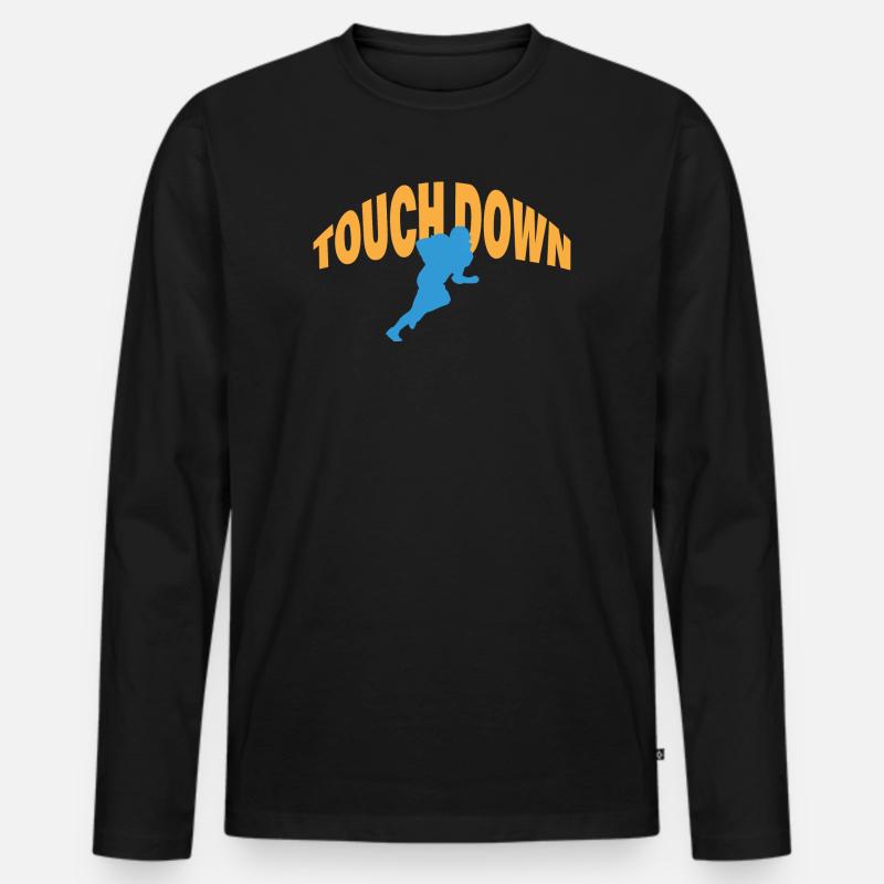 TOUCH DOWN - Männer Premium Bio Langarmshirt - Schwarz