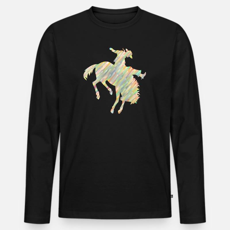 Rodeo Reiten - Männer Premium Bio Langarmshirt - Schwarz
