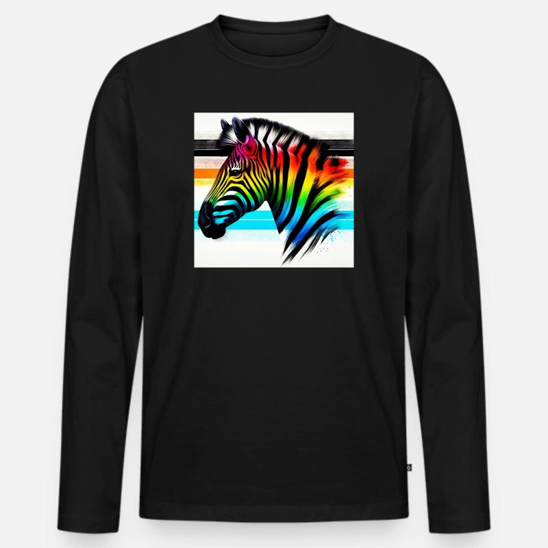 Zebra - Männer Premium Bio Langarmshirt - Schwarz